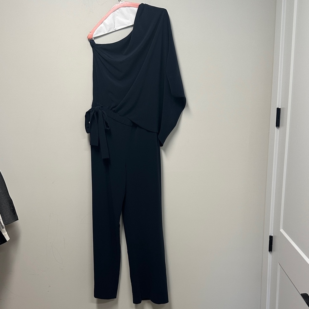 Halston Heritage Black Asymmetrical Jumpsuit